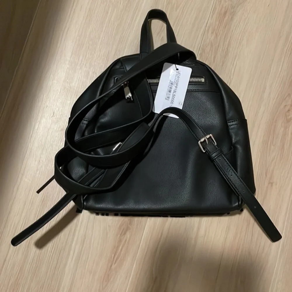 LOVE  MOSCHINO Black logo and fringe backpack